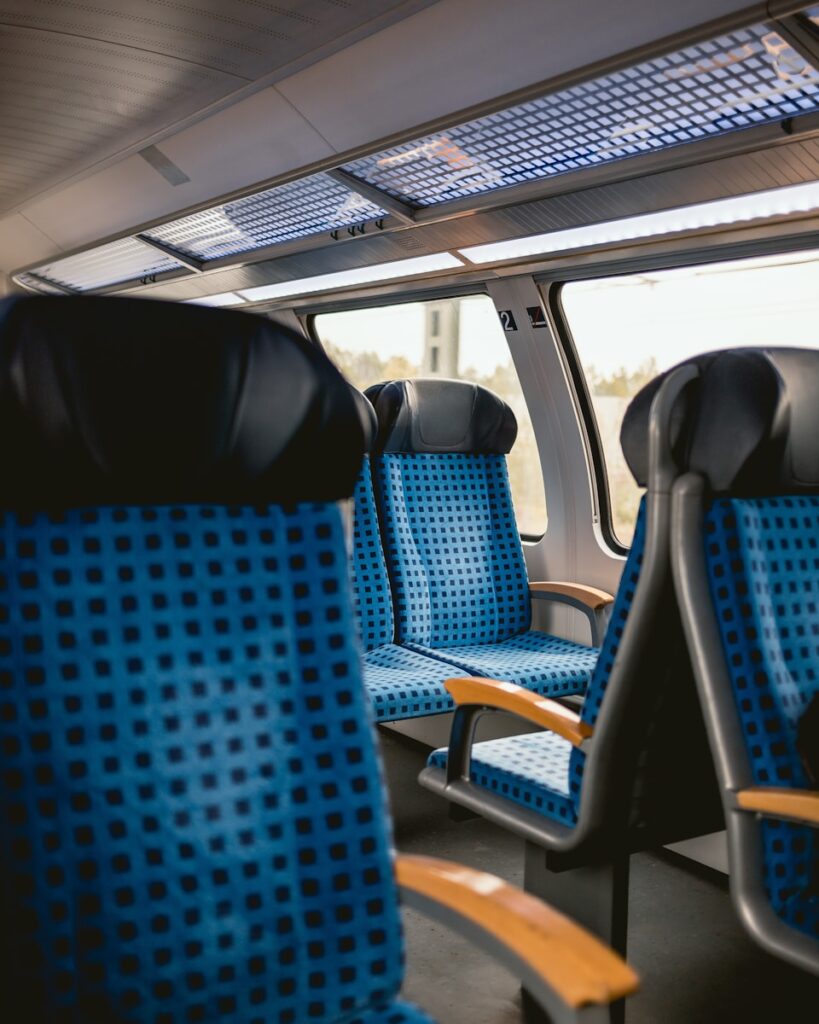 blue and lack leather vehicle seats